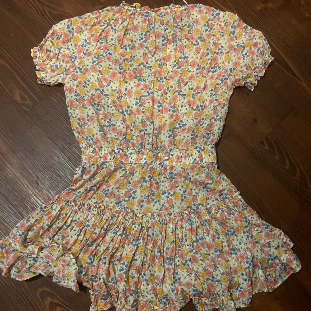 The Impeccable Pig Pink and Yellow Ruffled Smocked Sundress - Picture 3 of 3